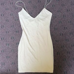 Tobi Off-White Ribbed Bodycon Dress